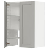 METOD wall cb f extr hood w shlf/door, white/Lerhyttan light grey, 60x80 cm