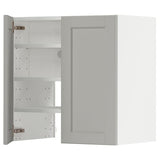 METOD wall cb f extr hood w shlf/door, white/Lerhyttan light grey, 60x60 cm
