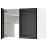 METOD wall cb f extr hood w shlf/door, white/Lerhyttan black stained, 80x60 cm