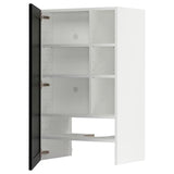 METOD wall cb f extr hood w shlf/door, white/Lerhyttan black stained, 60x100 cm