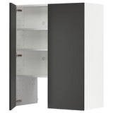 METOD wall cb f extr hood w shlf/door, white/Nickebo matt anthracite, 80x100 cm