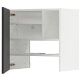 METOD wall cb f extr hood w shlf/door, white/Nickebo matt anthracite, 60x60 cm