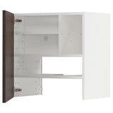 METOD wall cb f extr hood w shlf/door, white/Sinarp brown, 60x60 cm
