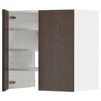 METOD wall cb f extr hood w shlf/door, white/Sinarp brown, 60x60 cm