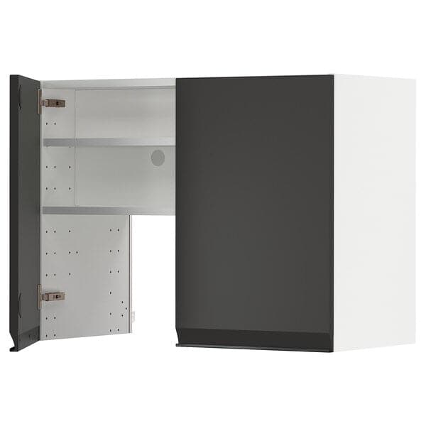 METOD - Wall cb f extr hood w shlf/door, white/Upplöv matt anthracite , 80x60 cm - best price from Maltashopper.com 39504410