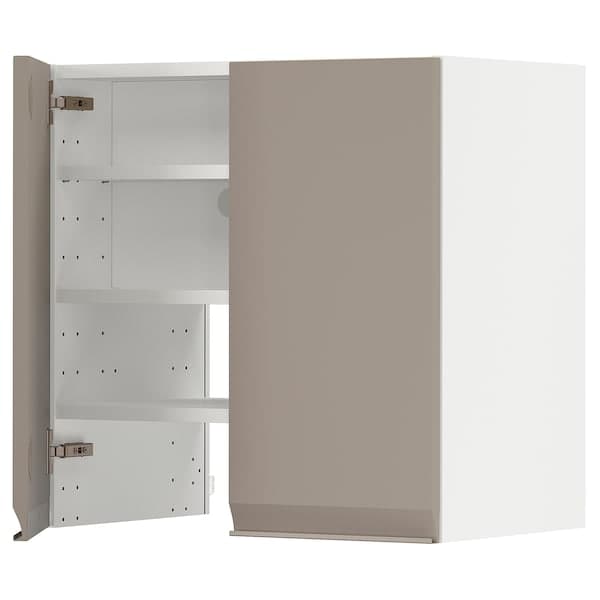 Ikea METOD - Wall cb f extr hood w shlf/door, white/Upplöv matt dark beige, 60x60 cm