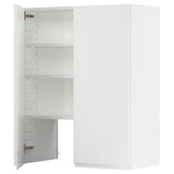 METOD wall cb f extr hood w shlf/door, white/Voxtorp matt white, 80x100 cm