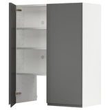 METOD wall cb f extr hood w shlf/door, white/Voxtorp dark grey, 80x100 cm