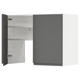 METOD wall cb f extr hood w shlf/door, white/Voxtorp dark grey, 80x60 cm
