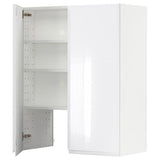 METOD wall cb f extr hood w shlf/door, white/Voxtorp high-gloss/white, 80x100 cm