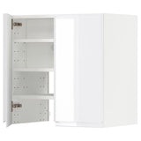METOD wall cb f extr hood w shlf/door, white/Voxtorp high-gloss/white, 60x60 cm
