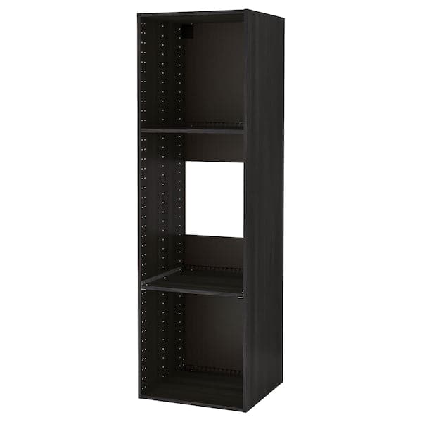 METOD high cabinet frame for fridge/oven, wood effect black, 60x60x200 cm