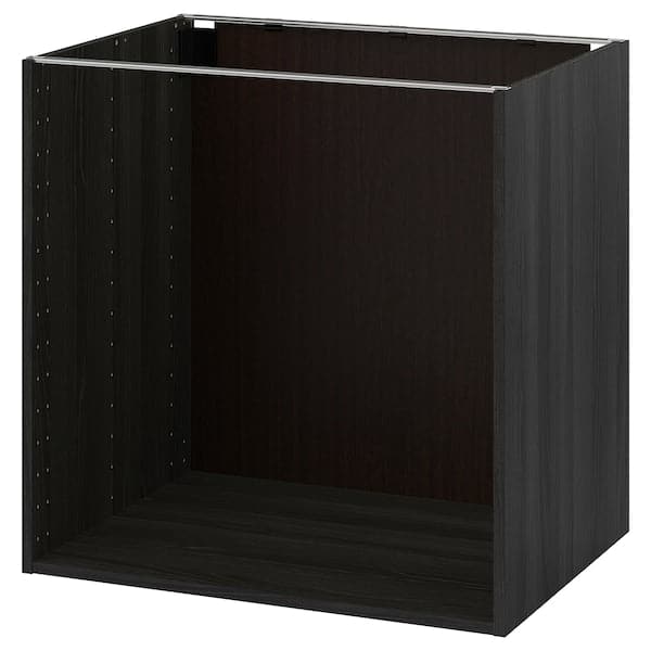 METOD base cabinet frame, wood effect black, 80x60x80 cm