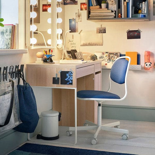 MICKE - Desk, oak effect with white stain, 105x50 cm - best price from Maltashopper.com 80484763