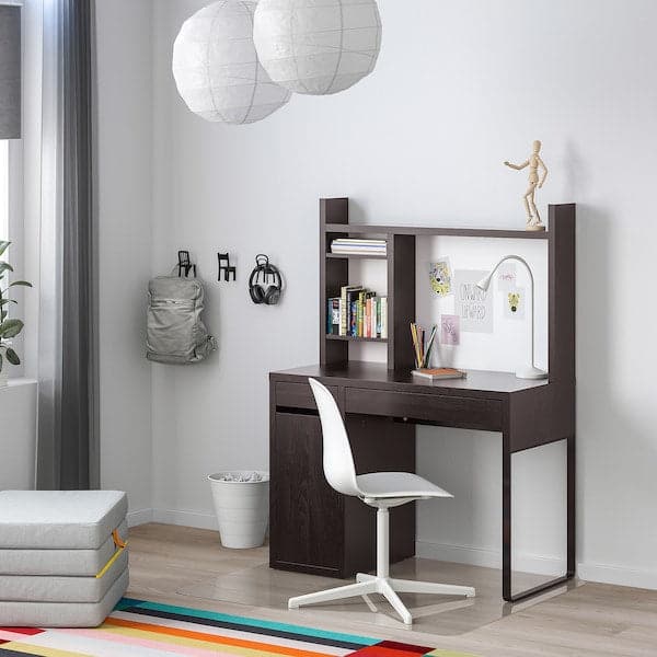 MICKE - Desk, black-brown, 105x50 cm - best price from Maltashopper.com 49926749