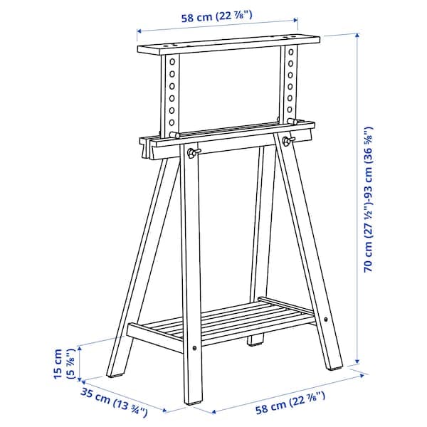 MITTBACK - Trestle, white solid wood, 58x70/93 cm - best price from Maltashopper.com 70470993