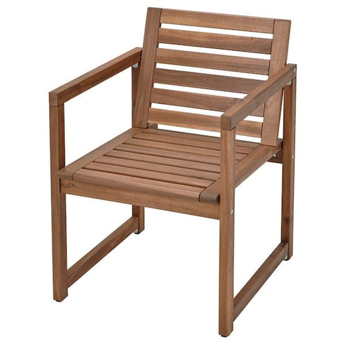 NÄMMARÖ - Chair with armrests, outdoor, light brown stained