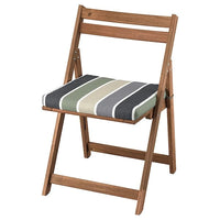 NÄMMARÖ chair, outdoor, foldable light brown stained/Frösön/Duvholmen stripe pattern, 44x81x50 cm