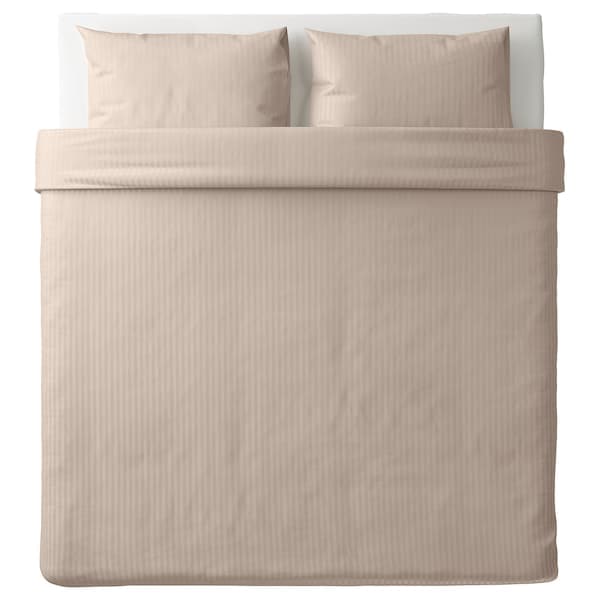 Ikea NATTJASMIN - Duvet cover and 2 pillowcases, light beige, 240x220/50x80 cm