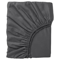 NATTJASMIN fitted sheet, dark grey, 140x200 cm