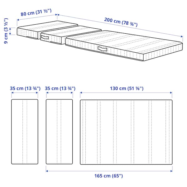 Ikea NATTSMYG Mattress foam extendable bed 80x200 cm , 80x200 cm