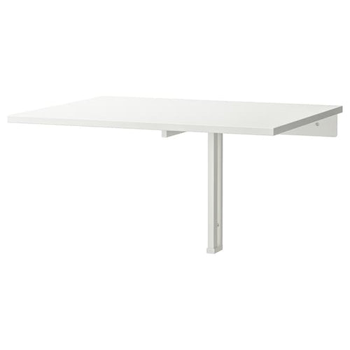 NORBERG - Wall-mounted drop-leaf table, white, 74x60 cm