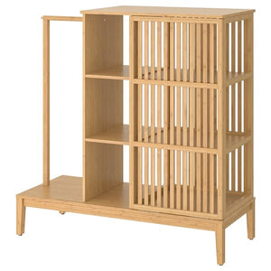 Ikea NORDKISA - Open wardrobe with sliding door, bamboo, 120x123 cm