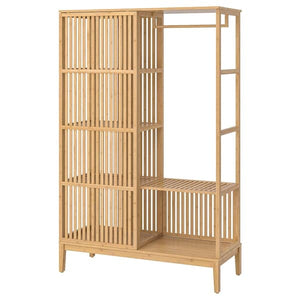 Ikea NORDKISA - Open wardrobe with sliding door, bamboo, 120x186 cm