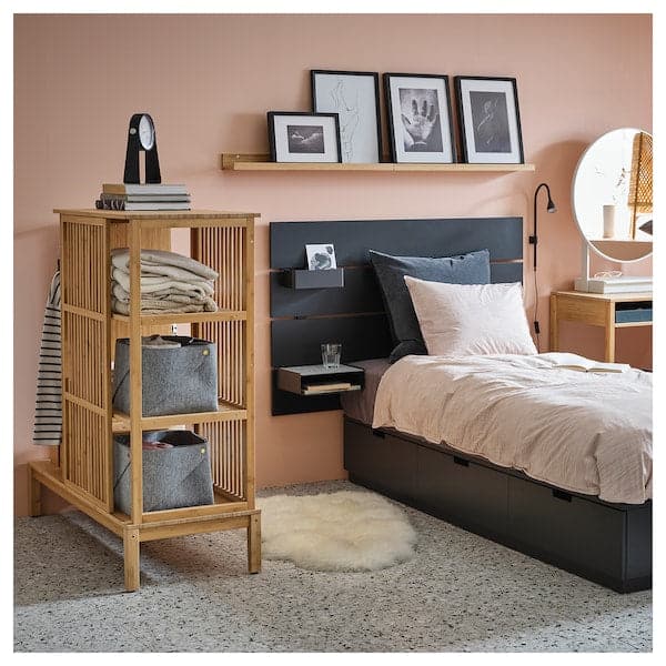 NORDKISA - Open wardrobe with sliding door, bamboo, 120x123 cm - best price from Maltashopper.com 30439476