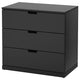 NORDLI chest of 3 drawers, anthracite, 80x76 cm