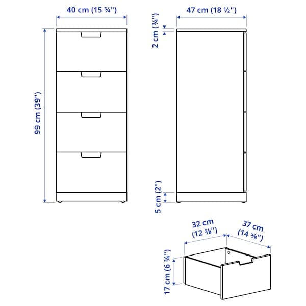 Ikea NORDLI - Chest of 4 drawers, white, 40x99 cm
