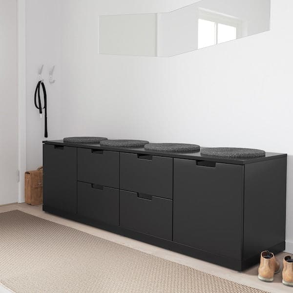 NORDLI - Chest of 6 drawers, anthracite, 160x54 cm - best price from Maltashopper.com 29276625