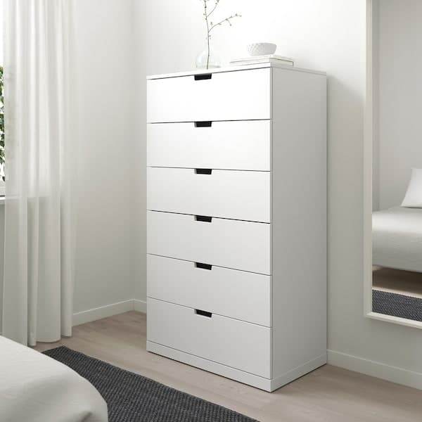 Ikea NORDLI - Chest of 6 drawers, white, 80x145 cm