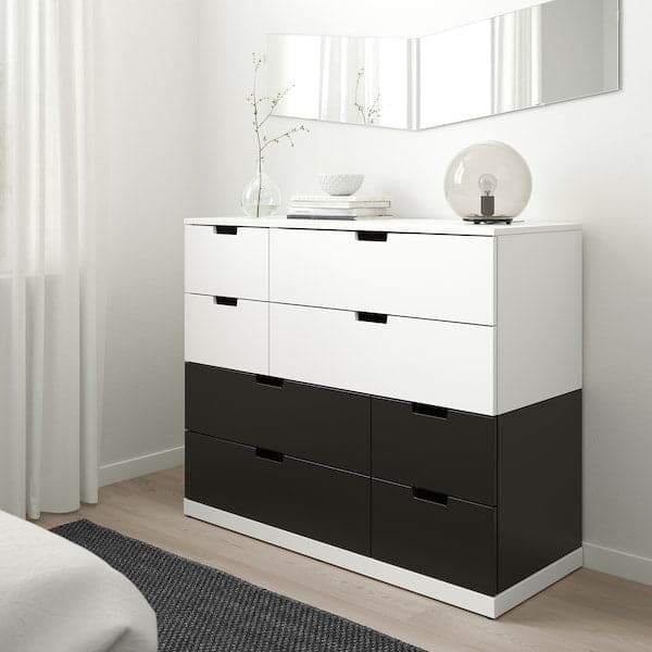 Ikea NORDLI - Chest of 8 drawers, white/anthracite, 120x99 cm