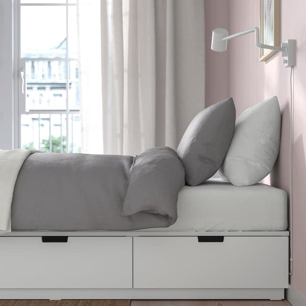 NORDLI - Bed frame with storage, white, 90x200 cm - best price from Maltashopper.com 60349851
