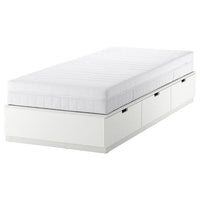 NORDLI bed frame with storage and mattress, white/Åkrehamn medium firm, 90x200 cm