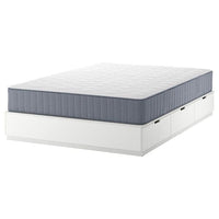 NORDLI bed frame with storage and mattress, white/Vågstranda extra firm, 160x200 cm