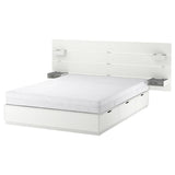 NORDLI bed frame with storage and mattress, with headboard white/Åkrehamn firm, 160x200 cm