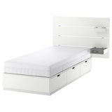 NORDLI bed frame with storage and mattress, with headboard white/Åkrehamn medium firm, 90x200 cm