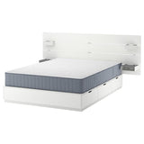 NORDLI bed frame with storage and mattress, with headboard white/Vågstranda firm, 140x200 cm