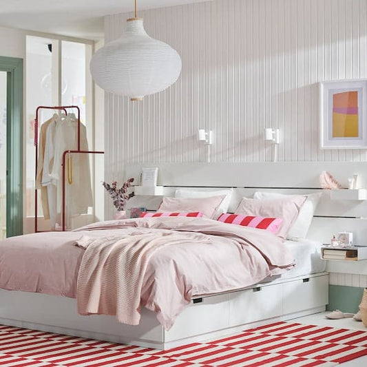 Ikea NORDLI - Bed frame w storage and headboard, white, 160x200 cm