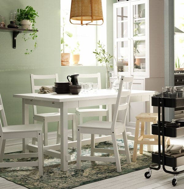 NORDVIKEN / NORDVIKEN - Table and 4 chairs, white/white, 152/223x95 cm - best price from Maltashopper.com 49305165