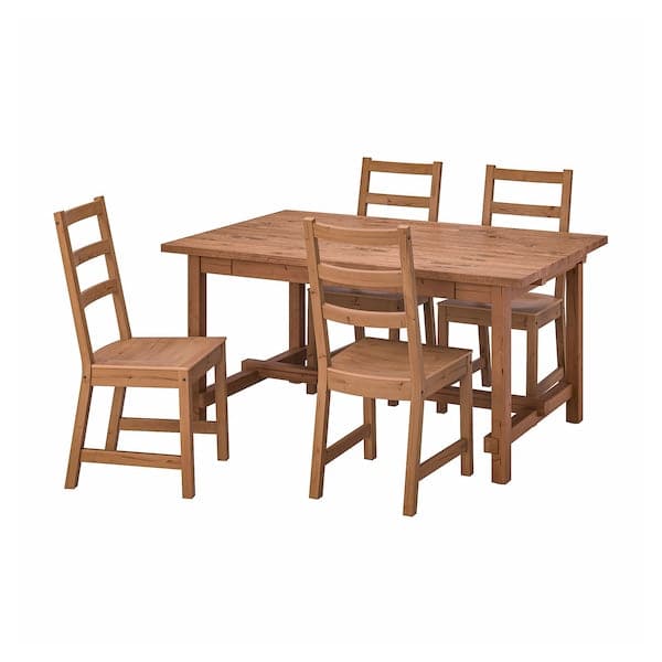 NORDVIKEN NORDVIKEN Table and chairs, antique stain/antique