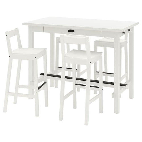NORDVIKEN / NORDVIKEN - Bar table and 4 bar stools, white/white