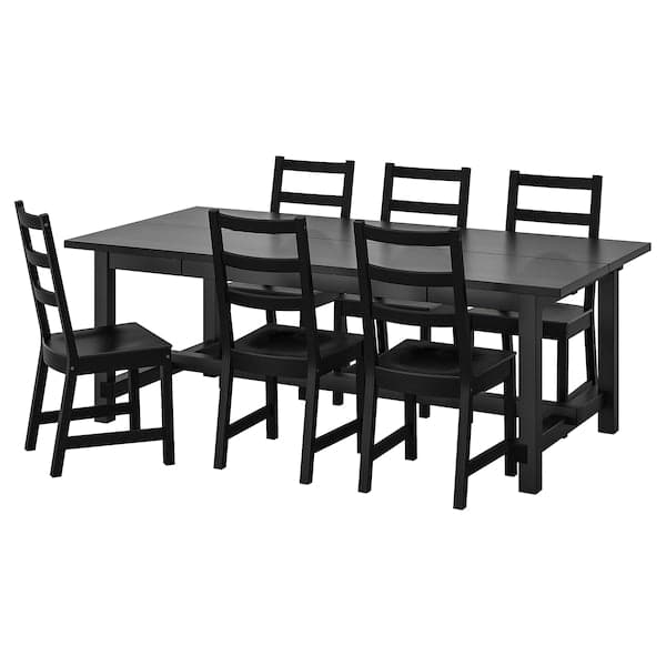 Ikea NORDVIKEN / NORDVIKEN Table and 6 chairs - black/black 210/289x105 cm , 210/289x105 cm