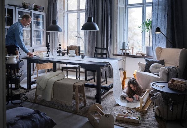 Ikea NORDVIKEN / NORDVIKEN Table and 6 chairs - black/black 210/289x105 cm , 210/289x105 cm