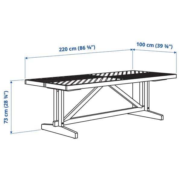 NORRMANSÖ / NORRMANSÖ - Table+6 chairs, outdoor, acacia/beige acacia, 220x100 cm - best price from Maltashopper.com 39426158