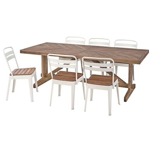 NORRMANSÖ / NORRMANSÖ - Table+6 chairs, outdoor, acacia/beige acacia, 220x100 cm