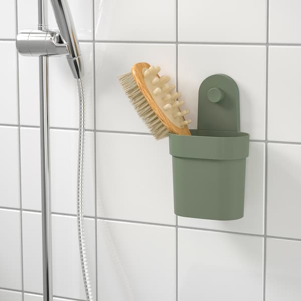 ÖBONÄS - Container with suction cup, grey-green - best price from Maltashopper.com 80515585