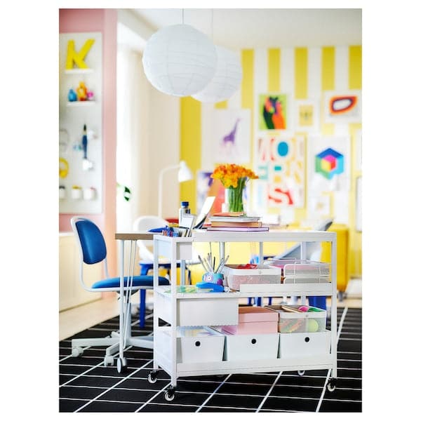 ÖRFJÄLL - Swivel chair, white/Vissle dark blue , - best price from Maltashopper.com 39501096